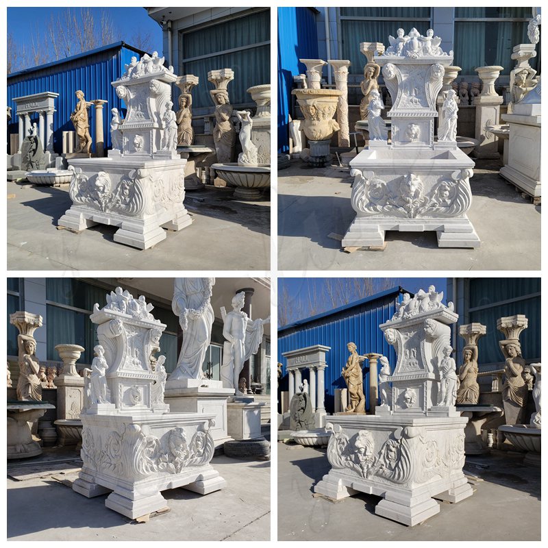 Outdoor White Marble Garden Wall Fountain Supplier (2)