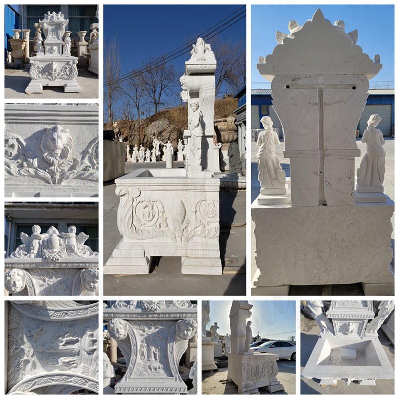 Outdoor White Marble Garden Wall Fountain Supplier (3)